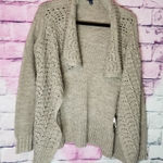 American Eagle OUTFITTERS TAUPE METALLIC WOVEN HEAVY KNIT WOOL OPEN CARDIGAN S Photo 0