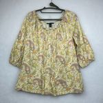 Ralph Lauren  Cropped sleeves Paisley Print Bohemian Top Cotton Sz Large Photo 0