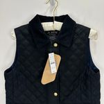 J.Crew Quilted Barn Vest Corduroy Collar Black Preppy Gold Buttons Womens XS NWT Photo 4