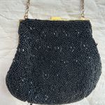 Vintage 90s Rare Elegant Black Beaded Evening Bag Photo 3