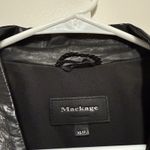 Mackage  Black Leather Moto Diagonal Zip Jacket Size XS Rib Sleeve Panel Photo 3