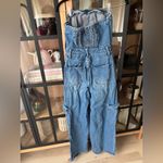 Wild Fable  strapless denim jumpsuit utility corset cargo barrel leg jeans Photo 1