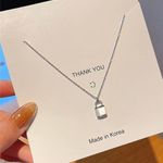 925 silver Plated Lock Chain Necklace Photo 0