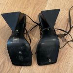 Raye Revolve -  Darryl Leather Wrap Trapezoidal Heels in Black Photo 3