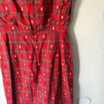 Vintage 50s Lanz Original Red Plaid Sleeveless Button Back Midi Dress Classic XS Photo 7
