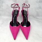 Alexander Wang  Delphine Rhinestone Logo Strap Pointed Toe Pump Heels Hot Pink 38 Photo 5