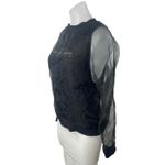 ZARA Made for Eveybody Women's Black Mesh Crewneck Long Sleeve Blouse Top Size M Photo 2