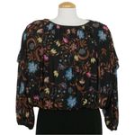 Free People  Wildflower Honey Top Black Floral Size Small Photo 6