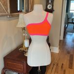 Neon Orange Pink Trim One Shoulder Bikini Top Size undefined Photo 1