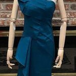Romeo + Juliet Couture deep turquoise satin one shoulder dress / S / NWOT Photo 8