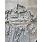 Good American ‎ Beige Solid Elastic Cinched Long Sleeve Collared Jumpsuit Size 0 Photo 1