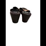 Yellow Box   Sz 7Slide Sandals Cowhide Tooled/Patterned Leather Wedges EUC ws7 Photo 3