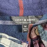 Lucky Brand  Button Up Long Sleeve Shirt Epaulettes Blue Red Womens Size Medium Photo 5