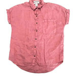 Rachel Zoe  Women's XS Pink/Dusty Rose 100% Linen Short Sleeve Button-Up‎ Shirt Photo 0