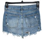 Free People SZ 25 Mini Jean Skirt Wild Rose Embroidered Studded Fray Distressed Photo 3
