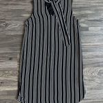 Who What Wear Black White Striped‎ Tie Neck Sleeveless Shift Dress Size Small Photo 0