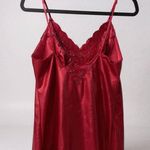 Victoria's Secret  Red Satin Lace Trim Camisole Nightgown Slip Photo 0