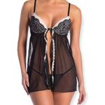 Jessica Simpson Lace Mesh Open Front Babydoll Chemise Photo 0