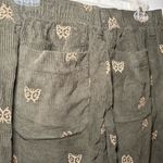 Urban Outfitters Green Corduroy Pants Butterfly Embroidered Stretch Elastic M Photo 3