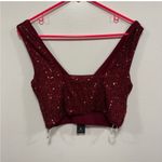 Lulu’s! Burgundy Sequin Crop Top dress tank top size small! Red Photo 5