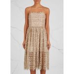 Alice + Olivia NWT  Embellished Lace Midi Alma Sequin Gold Dress Scallop Cocktail Photo 3