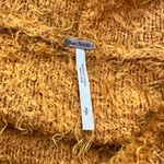 Free People  Mustard Yellow Eyelash Fuzzy Cropped Hooded Sweater Size Small Photo 8