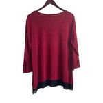 Cato Women Top XL Red Long Sleeve Gem Detail Multi Media Art To Wear Romantic Photo 5