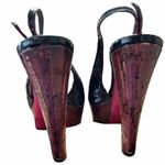 Miu Miu Black Patent Leather Sandals Peep Toe Sling Back Platforms Italy 38.5 Photo 12