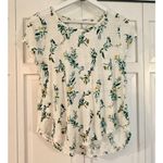Lucky Brand  white cotton scoop neck floral leaf print tshirt small Photo 3