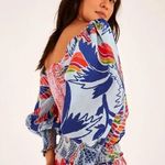 Farm Rio NEW  Mixed Birds Puff-Sleeve Smocked Crop Top Photo 3