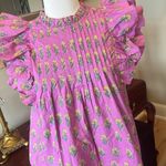 Ultramarine Bella Top Purple Yellow Flowers Double Ruffle Sleeve Photo 3