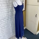 Mori Lee women 6 spaghetti strap fit & flare maxi dress w/side slit & tie belt Photo 5