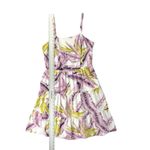 Loft White Purple Tropical Bird Of Paradise Sun Dress Spaghetti Straps Size 4 Photo 2