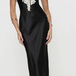 Princess Polly  Satin Midi Dress Black Photo 0