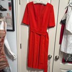 Adolfo Dominguez Red Short Sleeve V-Neck Cropped Jumpsuit Photo 1