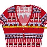 Victoria's Secret Fair Isle Waffle Knit Thermal Shirt Red Aztec Long Sleeve Small Photo 6
