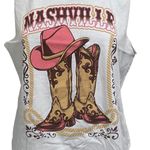 Miken Nashville Pink Hat Cowboy Boots Sleeveless Women's T Photo 1
