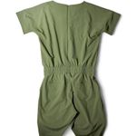 ALBION FIT  Olive Green Utility Jumpsuit Romper Elastic Waist Drawstring Zip Photo 4