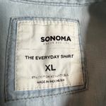 Sonoma Women's Quarter Button Up Chambray Blouse Size XL Casual Hipster Neutral Photo 3