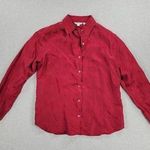 Vintage Royal Silk Womens Shirt 8 Red Button Down Embroidered Floral Photo 0