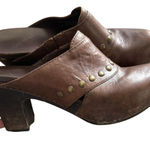 Dansko Shoes Womens Size 7.5 Brown Leather Studded Clogs Slip On Heels Comfort Photo 0