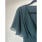 Lulus  Wrapped Up In Love Dark Green‎ Satin Faux Wrap Midi Dress Women’s XS NWT Photo 2