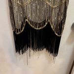 1920s Flapper Beaded Dress, Necklace, and Headband Gold Size M Photo 2