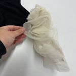 ZARA Dress Womens Small Black Puff Sleeve Sheer Organza Rose Detail Mini Photo 8