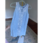 Patagonia  Blue Embroidered Sleeveless Dress 100% Cotton Sz 2 Coastal Boho Spring Photo 1