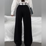 Asymmetrical Contrast Waistband Wide Leg
Dress Pants Black Size XS Photo 1
