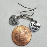 I Love you Silver Plated charms Earrings Photo 3