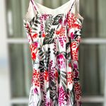 Old Navy Womens Size Small White Tropical Floral Smocked Mini Dress • Sleeveless Photo 4