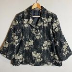 Tommy Bahama Silk Floral Print Bolero Jacket Women's Medium Black Ivory Blazer Photo 3