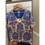 Neiman Marcus  Tracy Reese NWT Women’s Beige & Blue Sequin Blouse XL Photo 1